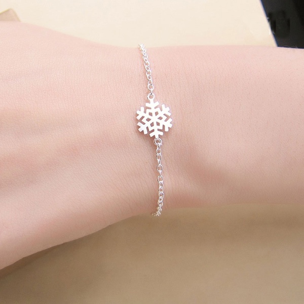 Браслет цепочка Снежинка посеребренный