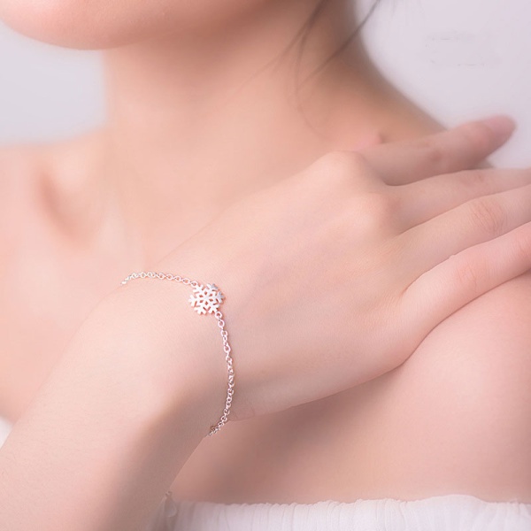 Браслет цепочка Снежинка посеребренный