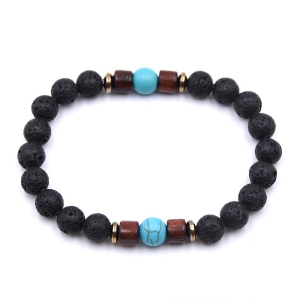 Браслет из лавового камня с деревом и бирюзой lan-2897