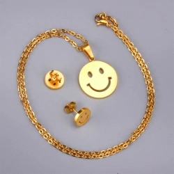 Набор украшений из стали Смайлик: кулон и серьги