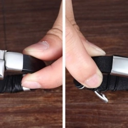 Чоловічий шкіряний браслет із вставками зі сталі