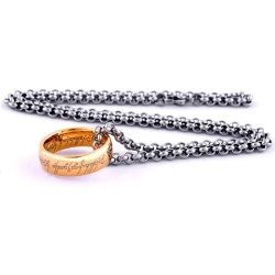 Кольцо Всевластия из стали золотистого цвета с цепочкой "The Lord of the Rings"