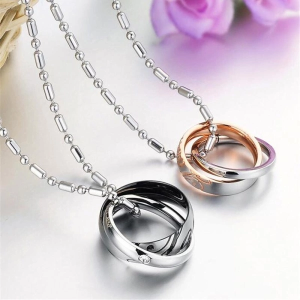 Парний кулон для закоханих із сталі Love lan-3168