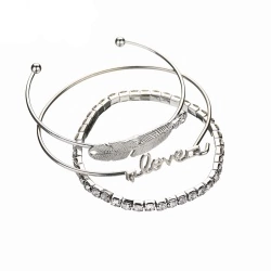 Набор браслетов: перо, love, кристалл lan — 2419