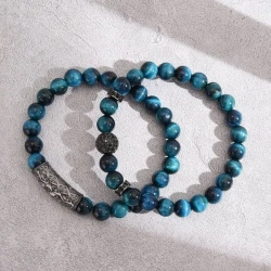 Браслет из голубого камня Тигровый глаз 2 шт lan-2903