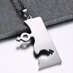 Парный кулон для влюбленных из стали Половинки lan-3170