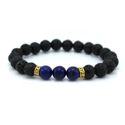 Браслет с натуральными камнями - Лавовый камень и Лазурит