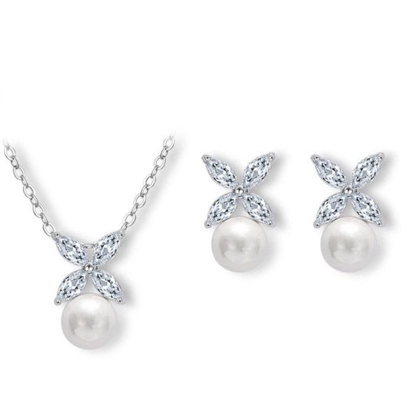 Набір прикрас із перлами Ніжність: кулон та сережки