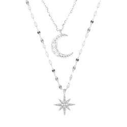 Двойная цепочка на шею полумесяц и звезда lan-3107