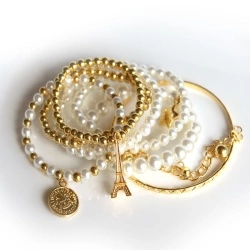 Набор браслетов - Эйфелевая башня золотистого цвета (6 штук)