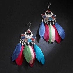 Серьги перья Этно стиль