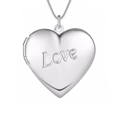 Медальон Сердце фоторамка посеребренный