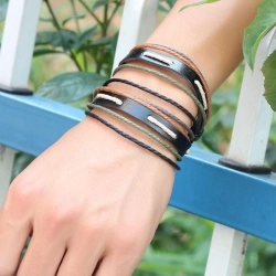 Кожаный браслет lan – 19 чёрного цвета