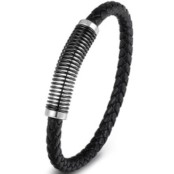 Чоловічий шкіряний браслет із пружиною