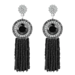 Серьги подвески с черным бисером lan-2815