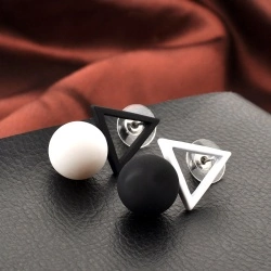 Серьги гвоздики Цветной треугольник