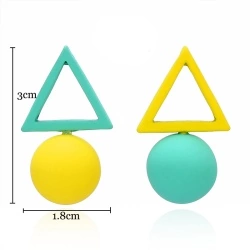 Серьги гвоздики Цветной треугольник