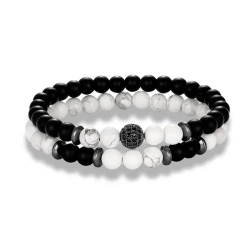 Браслеты из натурального камня: Мрамор и шунгит черный lan-3017