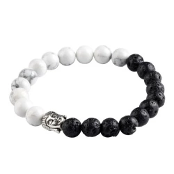 Браслет з натуральним камінням Будда - Мармур і Лавовий камінь