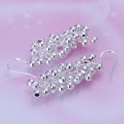 Длинные серьги Шарики посеребренные