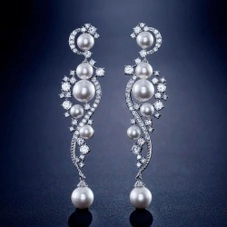 Свадебные серьги Жемчужина завиток