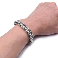 Браслет из стали Двойное плетения lan-2802