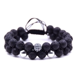 Браслет из лавы на затяжке lan-3021