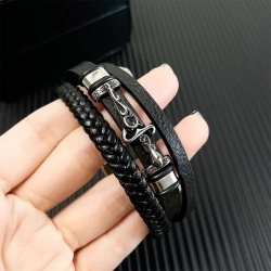 Мужской кожаный браслет Кинжал lan-2922