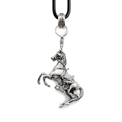 Кулон Лошадь на кожаном шнурке