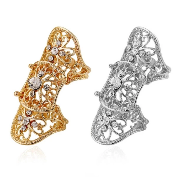 Кольцо на весь палец длинное Ажурный цветок