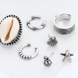 Сережки Каффи морський стиль (набір з 7 шт)