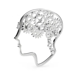 Брошь голова с шестеренками