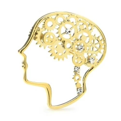 Брошь голова с шестеренками