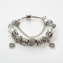 Браслет в стиле пандора Два сердца кристалл lan-2928