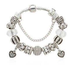 Браслет в стиле пандора Два сердца кристалл lan-2928