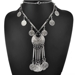 Колье с монетами Tibet бохо стиль серебристого цвета