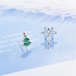 Серьги гвоздики Елка и Снежинка lan-2831
