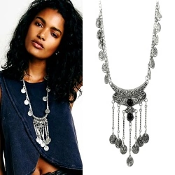 Колье с монетами Antique бохо стиль серебристого цвета