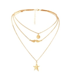 Тройная цепочка с кулонами Star (звезда, дерево, усы)