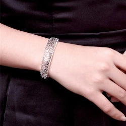 Металевий браслет Ажурний срібний