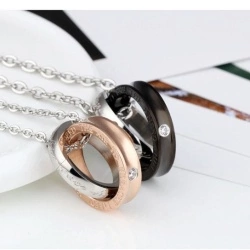 Парний кулон для закоханий із сталі Кільця Air to breathe