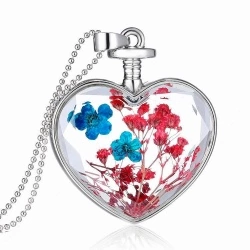 Кулон сердце Бутылочка с полевыми цветами lan-2836
