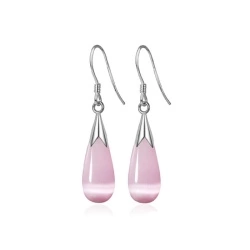 Серьги подвески с камнем Кошачий глаз