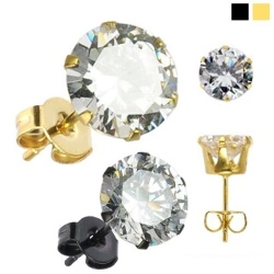 Сережки гвоздики зі сталі Spikes з фіанітом.