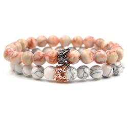 Браслети з мармуру та короною 2 шт lan-2826