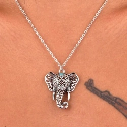 Кулон Слон в этно стиле серебристого цвета