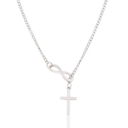 Кулон Бесконечность и крест серебристого цвета