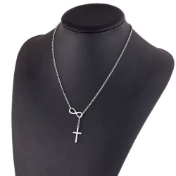 Кулон Бесконечность и крест серебристого цвета