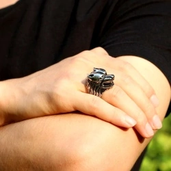 Кільце з нержавіючої сталі Голова Вовка