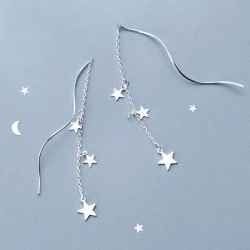 Длинные серьги цепочка Звездочки на цепочке